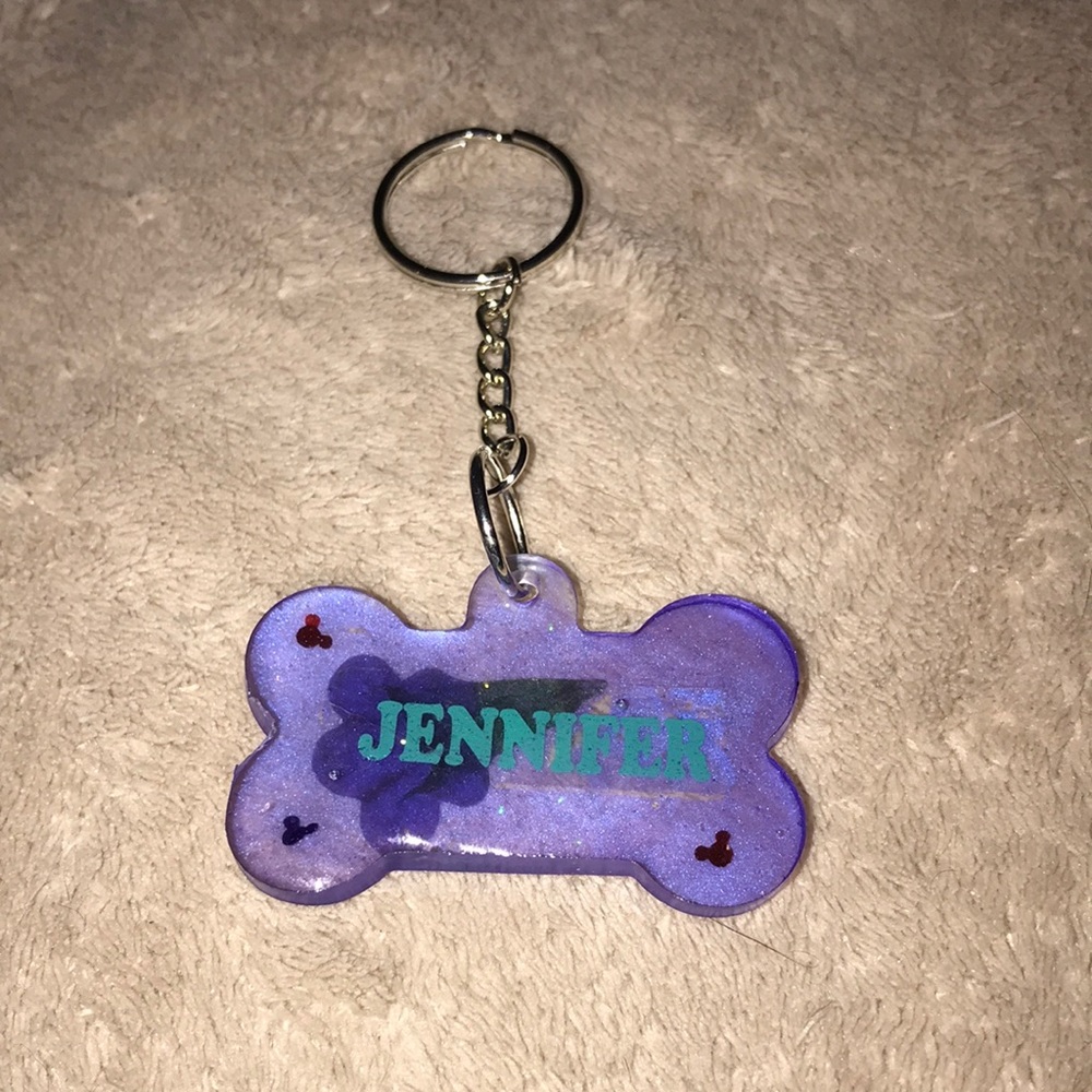 Unique Custom epoxy resin bone 🦴 keychain JENNIFER made by Jennifer 💕